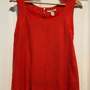 Banana Republic Red Crochet Sleeveless Tank Top